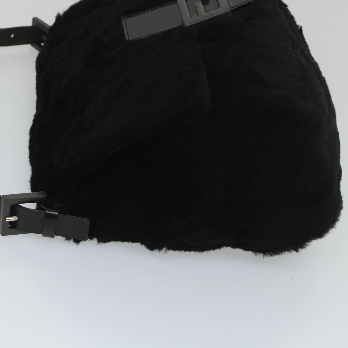 FENDI Mamma Baguette Shoulder Bag Fur Black yk9200