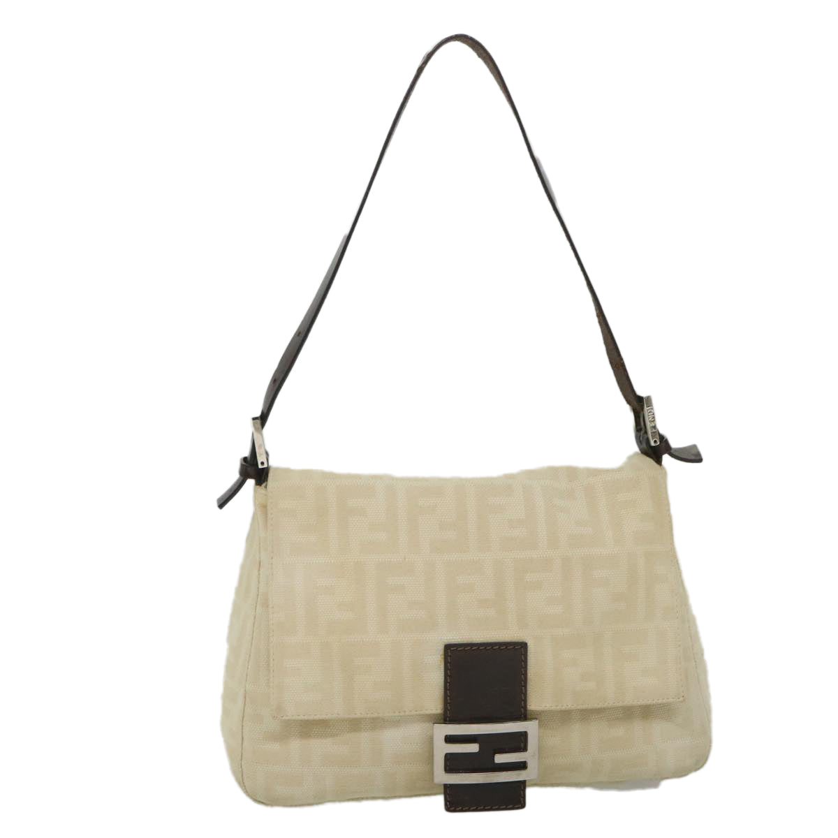 FENDI Zucca Canvas Mamma Baguette Shoulder Bag Beige yk9224