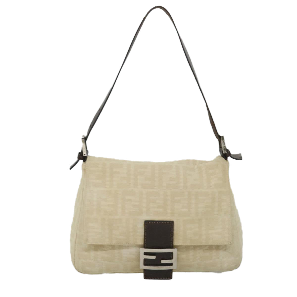 FENDI Zucca Canvas Mamma Baguette Shoulder Bag Beige yk9224