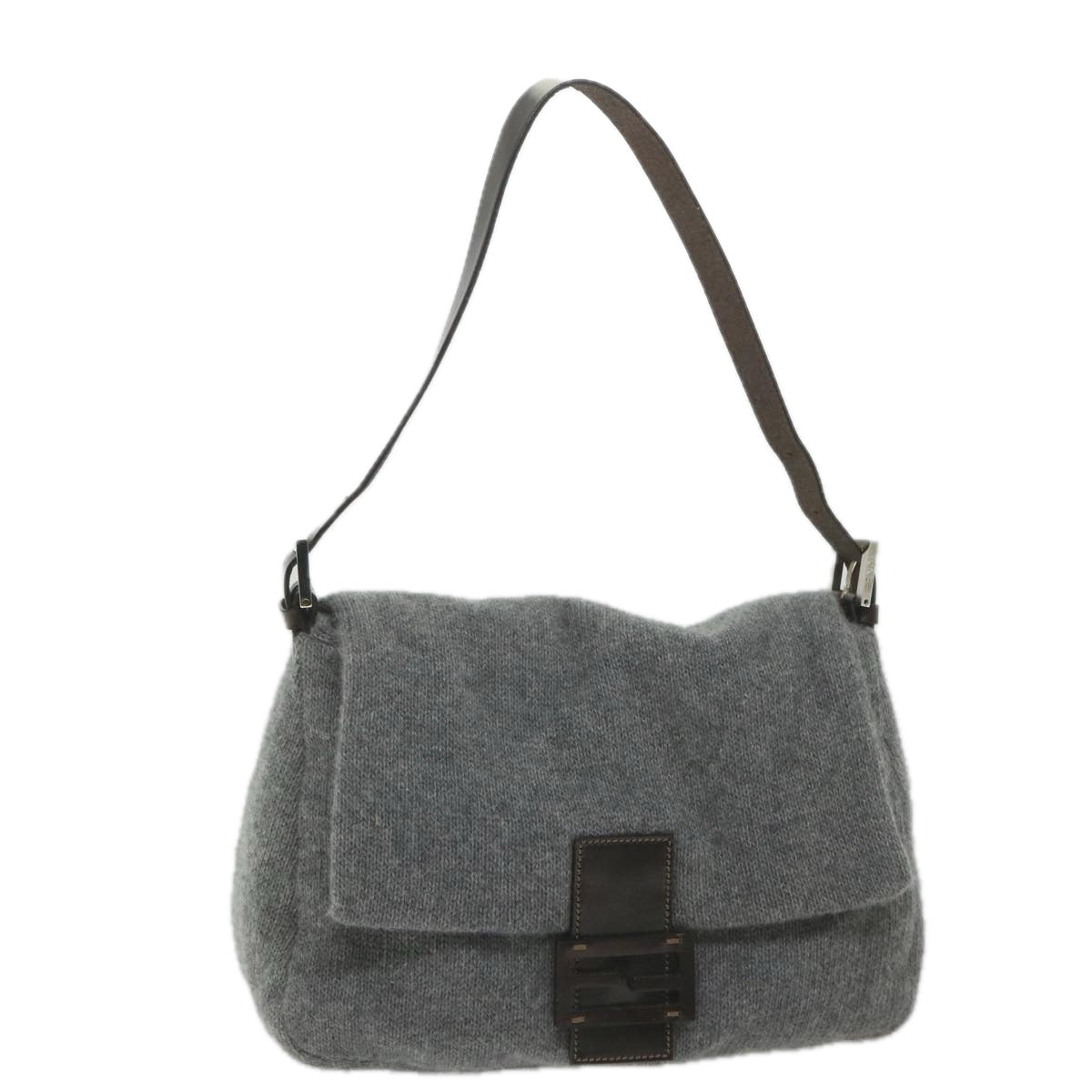 FENDI Mamma Baguette Shoulder Bag Wool Gray 2354 26325 099 yk9247
