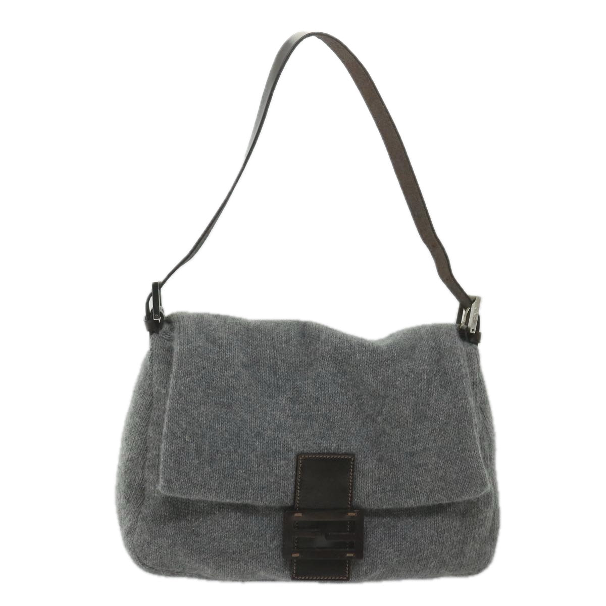 FENDI Mamma Baguette Shoulder Bag Wool Gray 2354 26325 099 yk9247