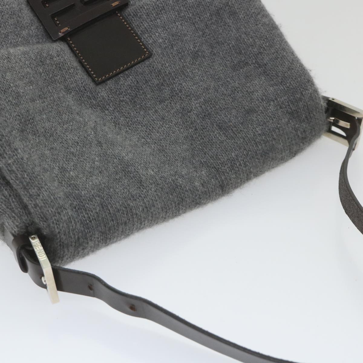 FENDI Mamma Baguette Shoulder Bag Wool Gray 2354 26325 099 yk9247