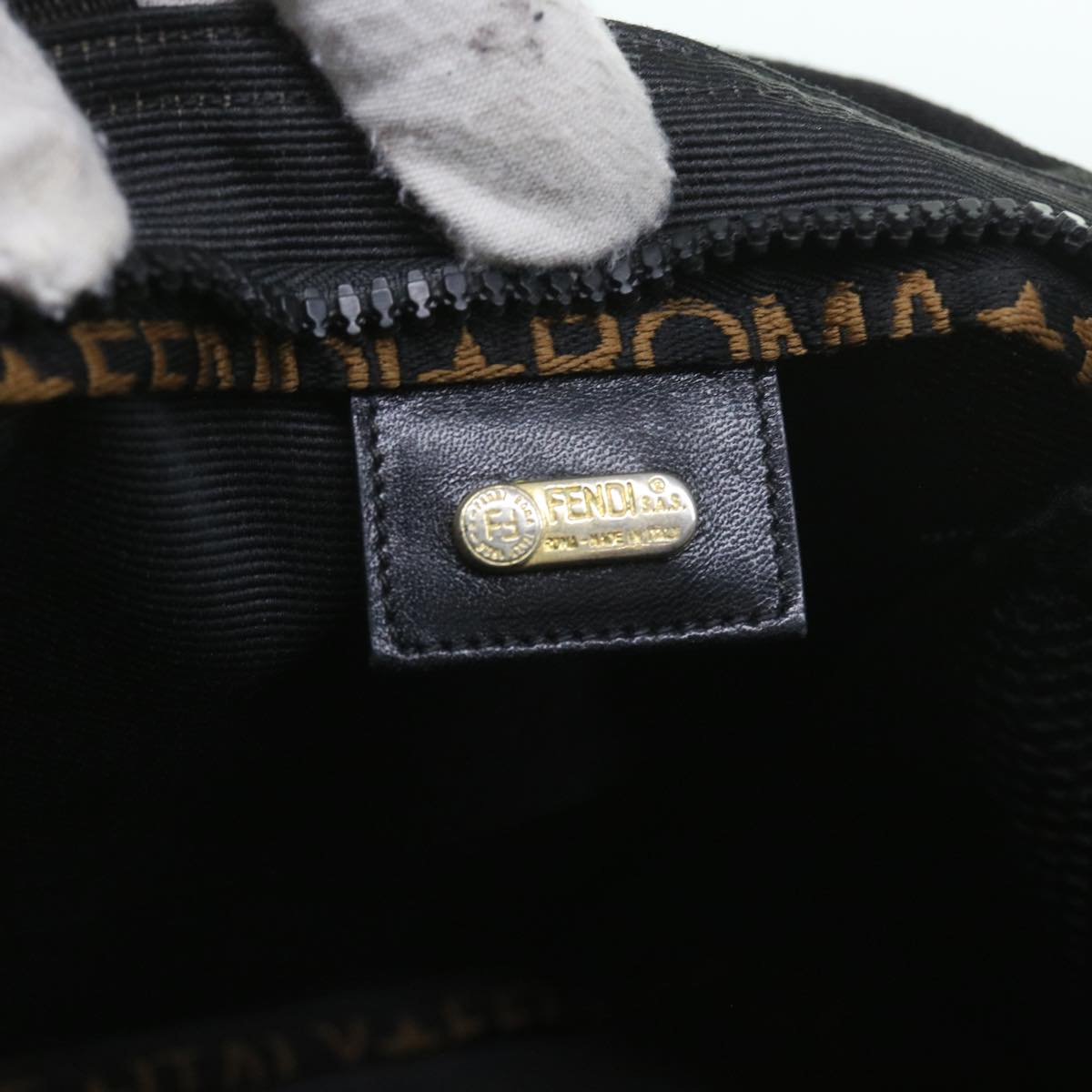FENDI Hand Bag Canvas Black yk9264