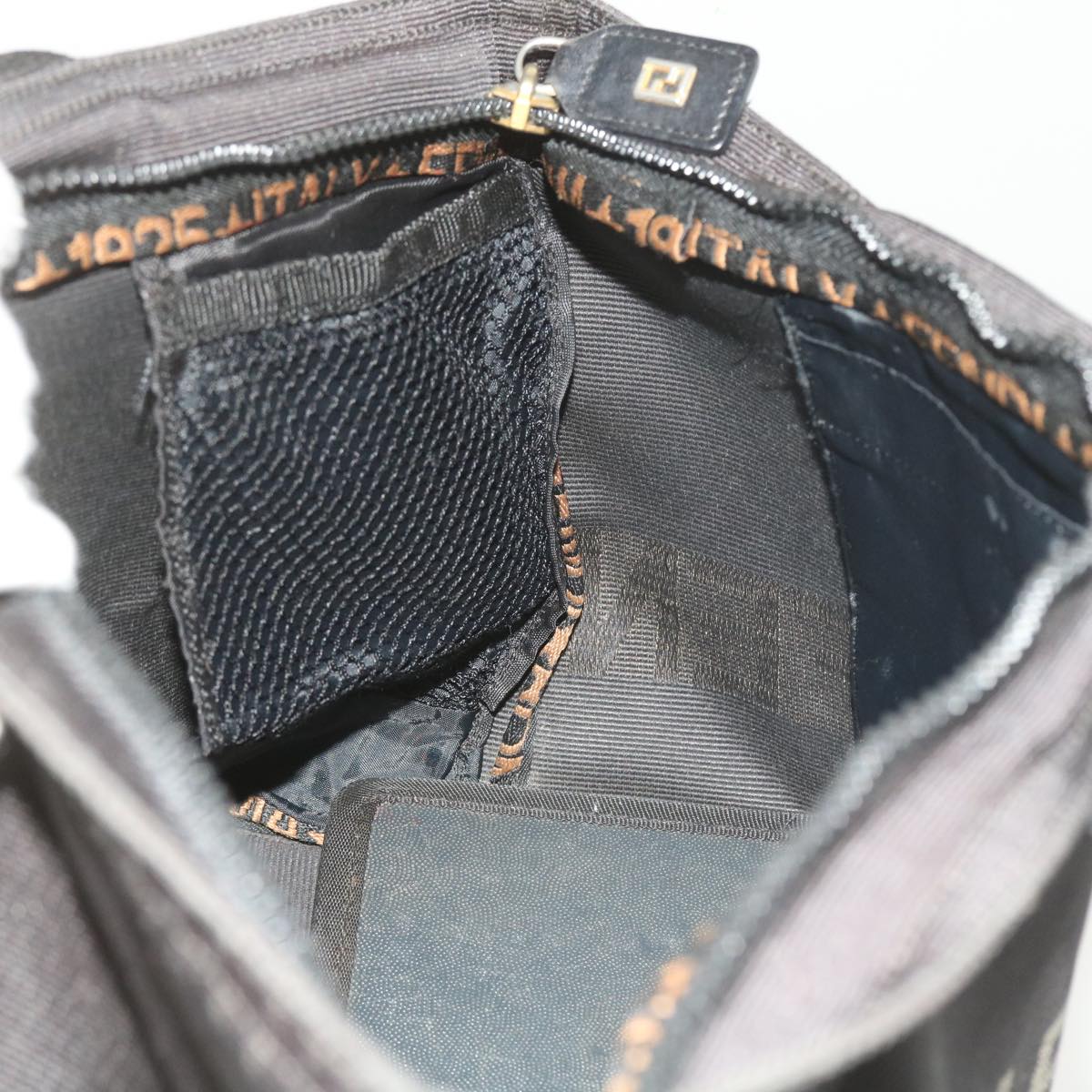 FENDI Hand Bag Canvas Black yk9264