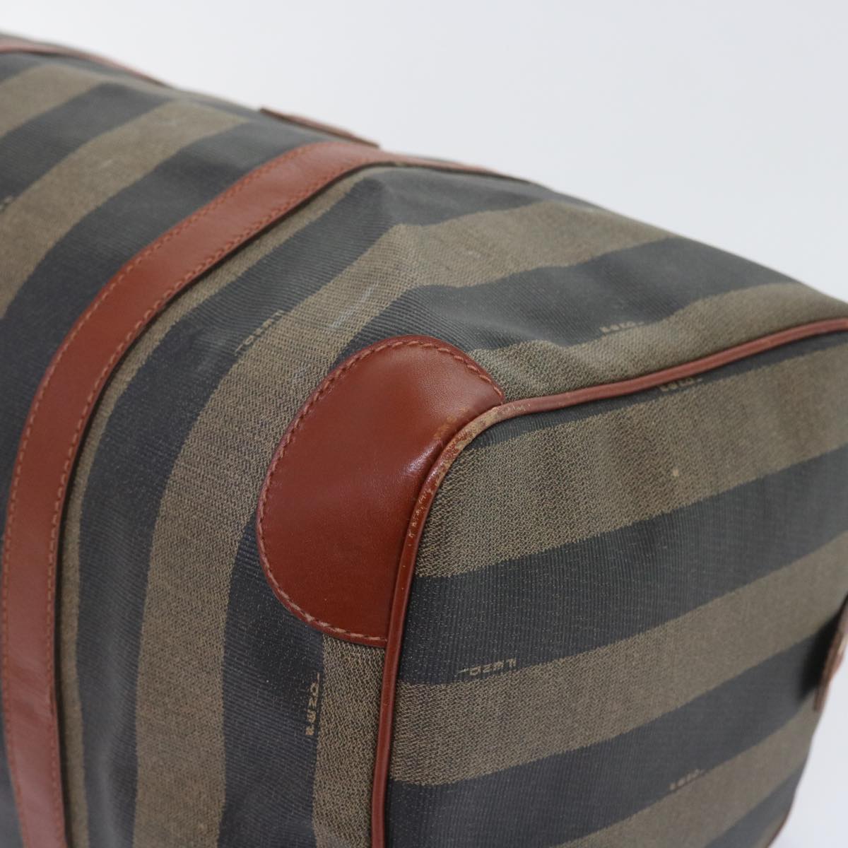 FENDI Pecan Canvas Boston Bag Black Brown yk9271