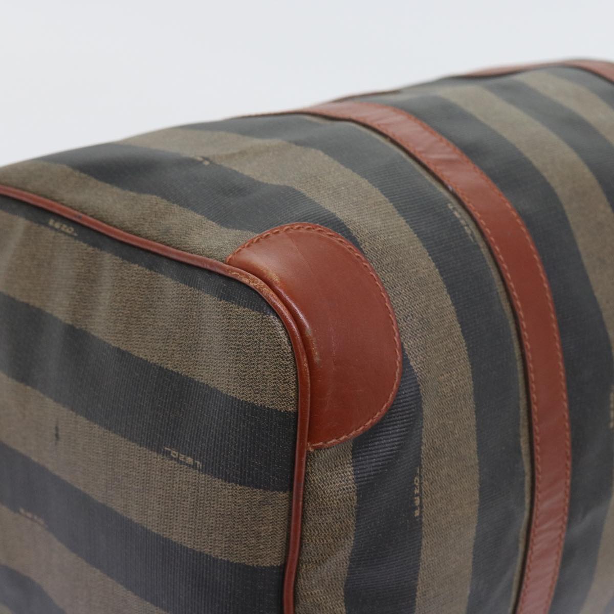 FENDI Pecan Canvas Boston Bag Black Brown yk9271