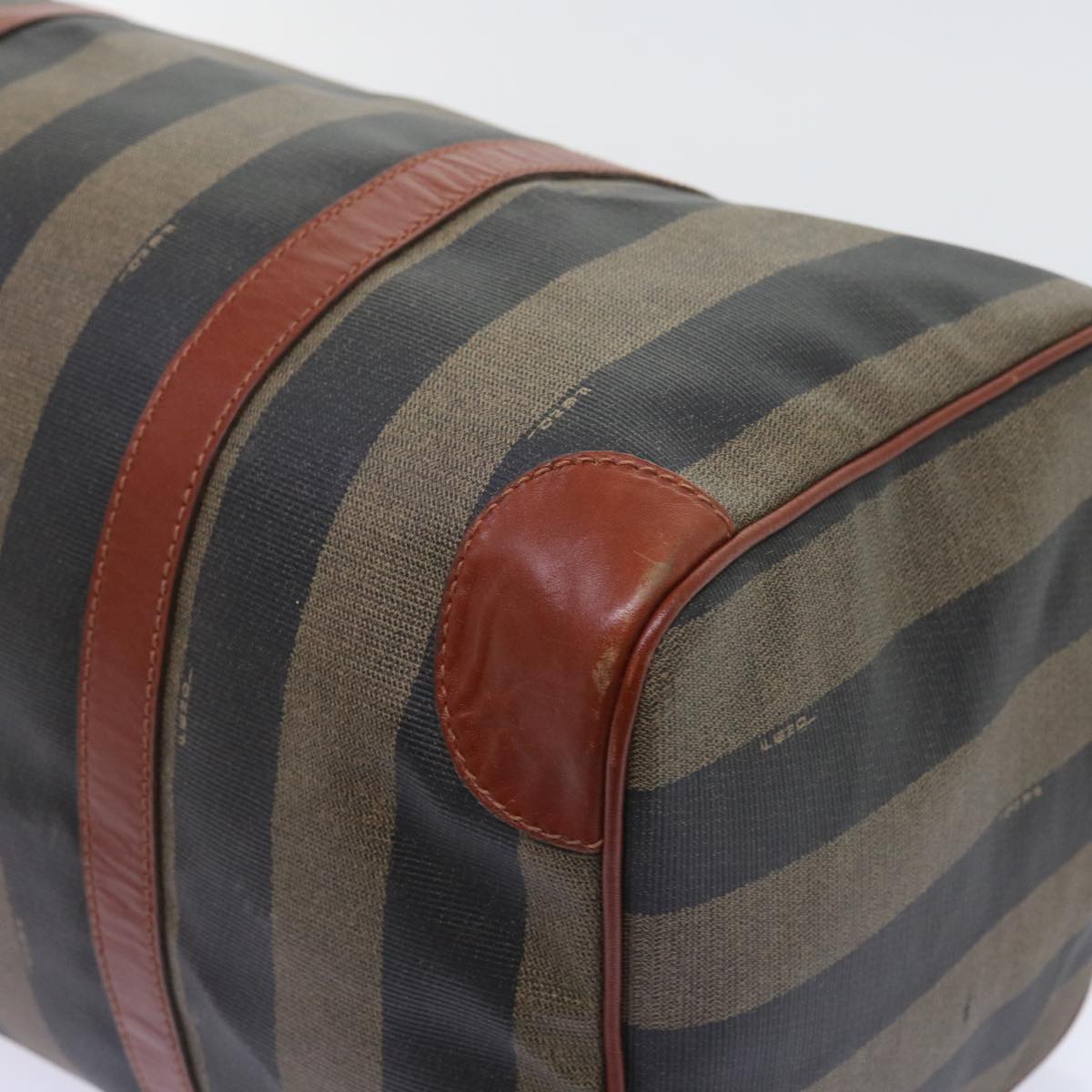 FENDI Pecan Canvas Boston Bag Black Brown yk9271