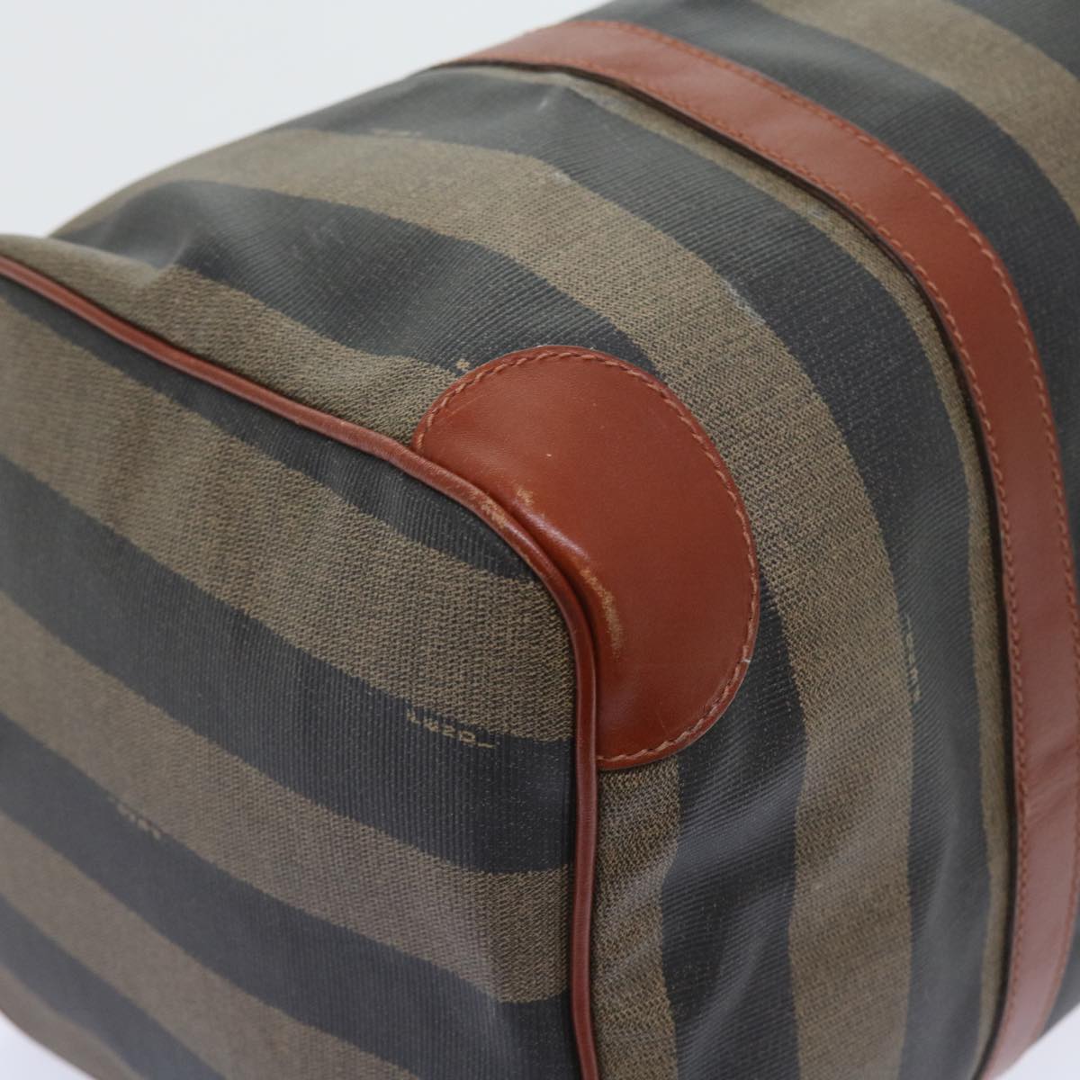 FENDI Pecan Canvas Boston Bag Black Brown yk9271