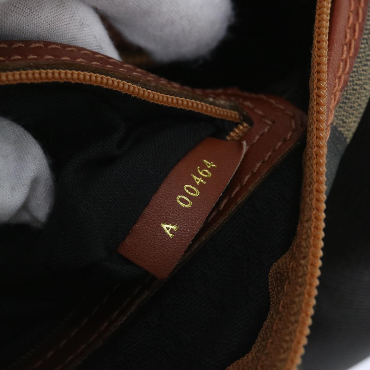 FENDI Pecan Canvas Boston Bag Black Brown yk9271