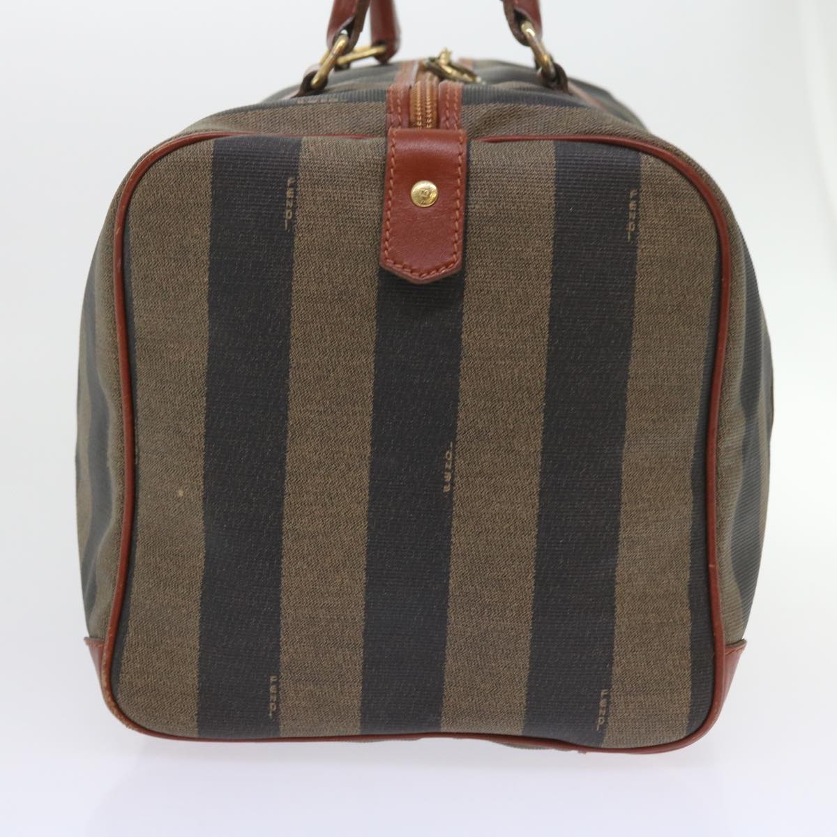 FENDI Pecan Canvas Boston Bag Black Brown yk9271