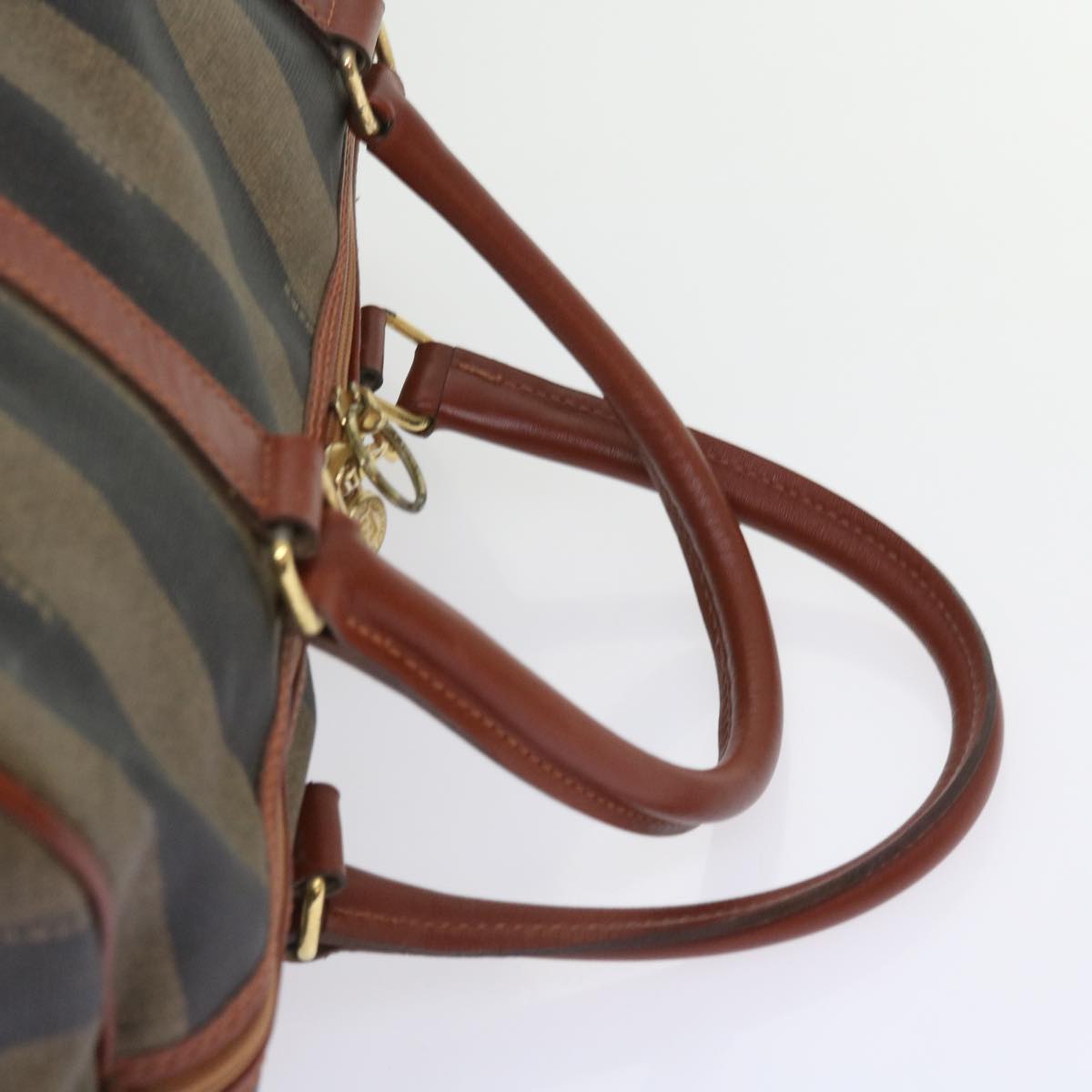 FENDI Pecan Canvas Boston Bag Black Brown yk9271