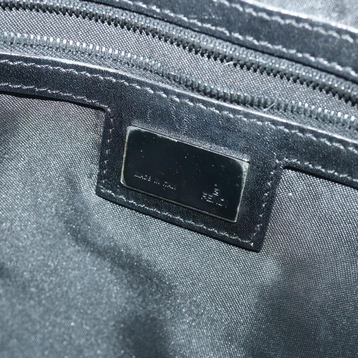 FENDI Zucchino Canvas Mamma Baguette Shoulder Bag Black yk9359