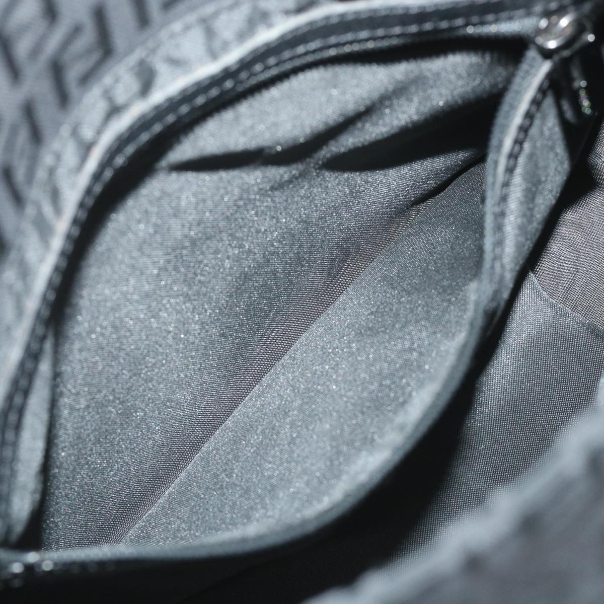 FENDI Zucchino Canvas Mamma Baguette Shoulder Bag Black yk9359
