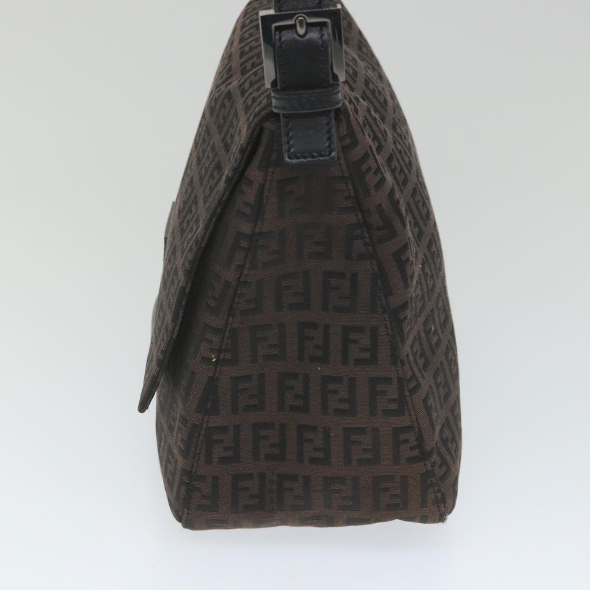 FENDI Zucchino Canvas Mamma Baguette Shoulder Bag Black yk9359