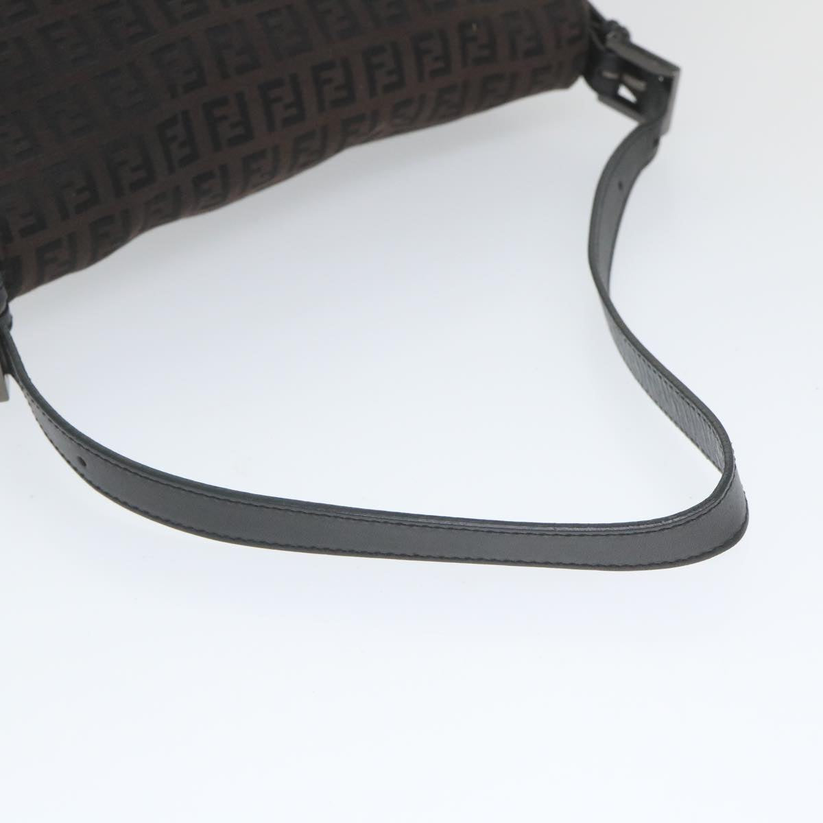 FENDI Zucchino Canvas Mamma Baguette Shoulder Bag Black yk9359