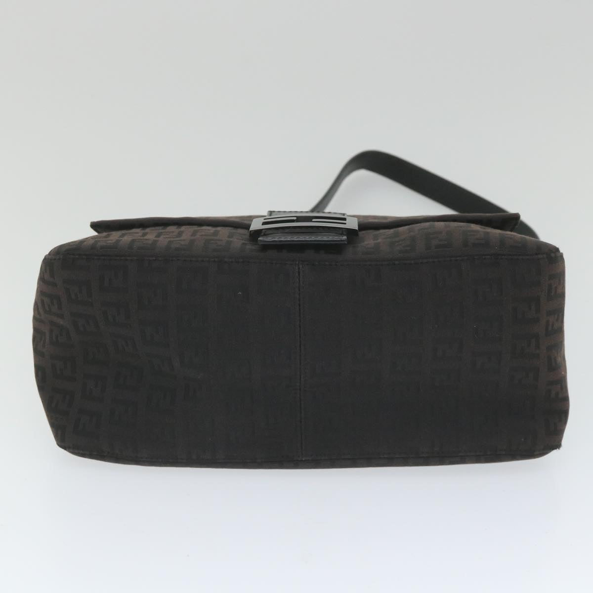 FENDI Zucchino Canvas Mamma Baguette Shoulder Bag Black yk9359