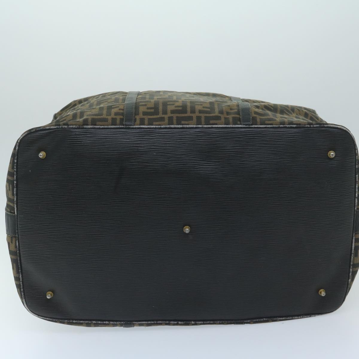 FENDI Zucca Canvas Boston Bag Brown Black yk9376