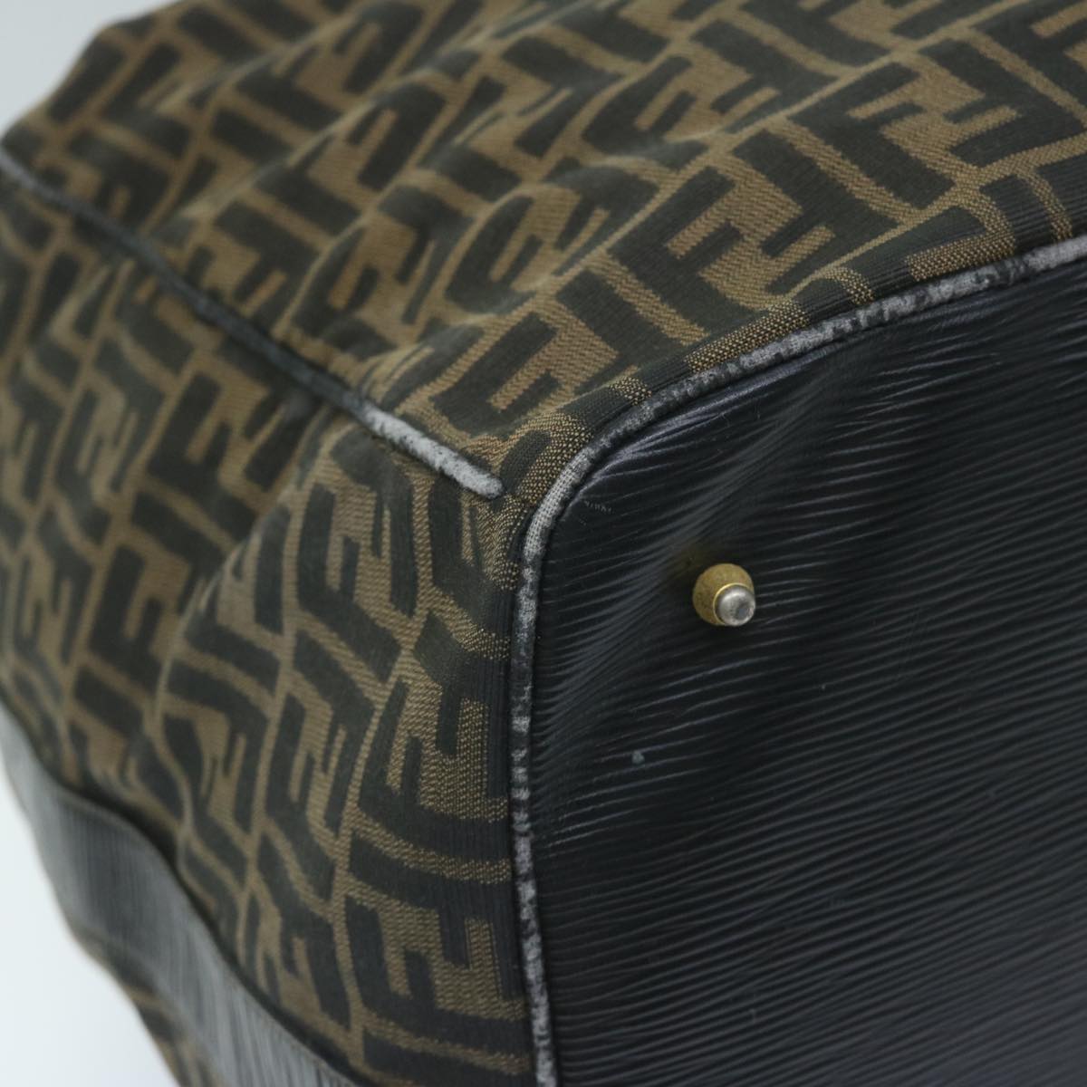 FENDI Zucca Canvas Boston Bag Brown Black yk9376