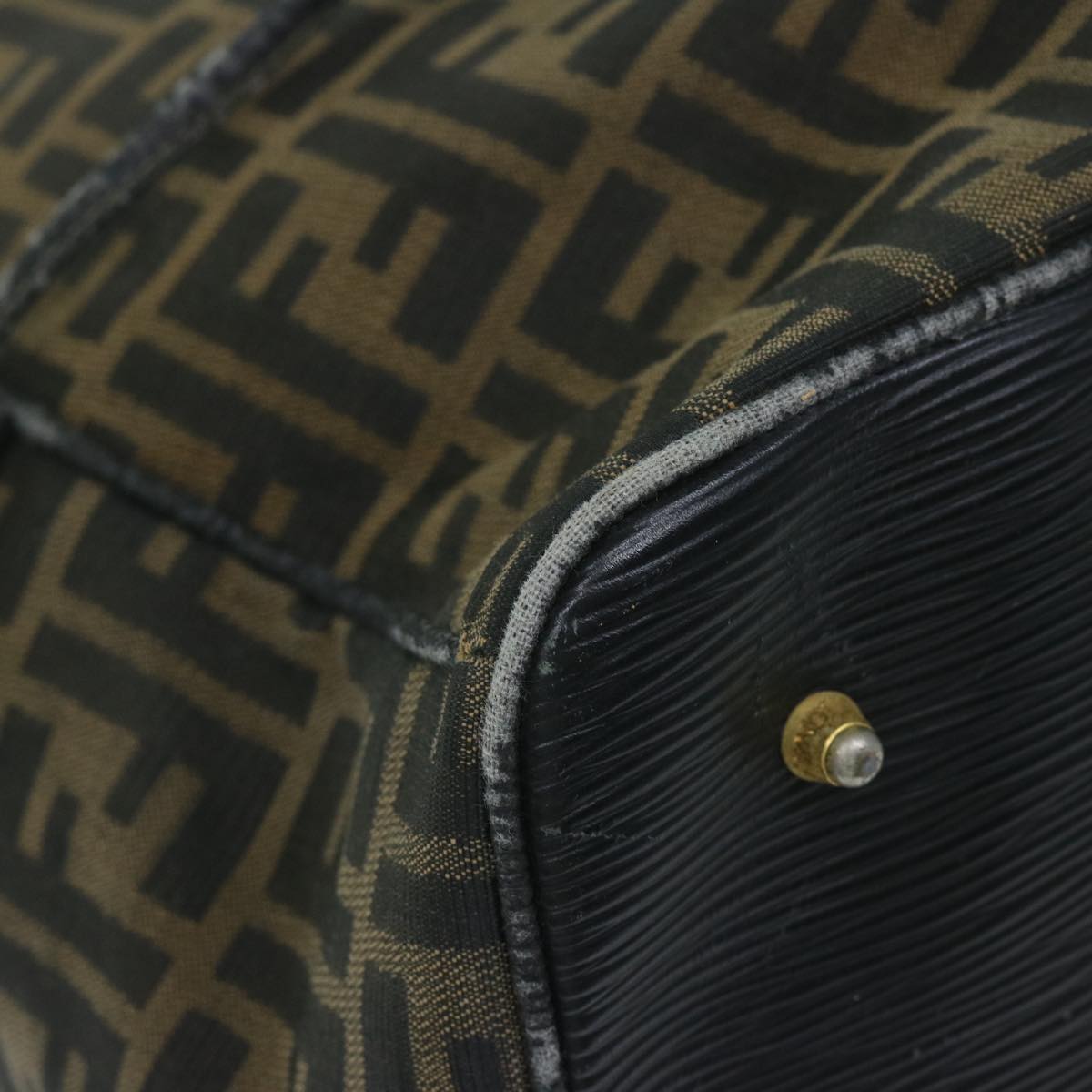 FENDI Zucca Canvas Boston Bag Brown Black yk9376