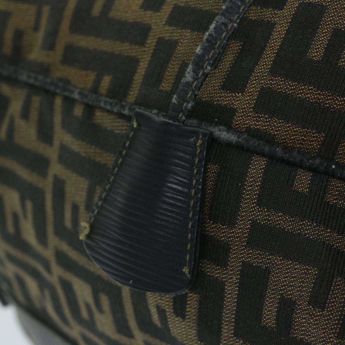 FENDI Zucca Canvas Boston Bag Brown Black yk9376