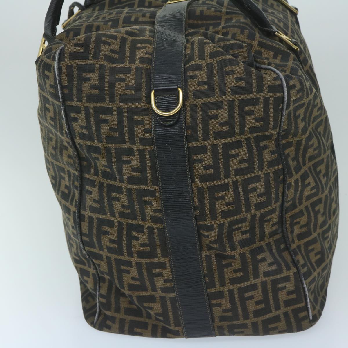 FENDI Zucca Canvas Boston Bag Brown Black yk9376