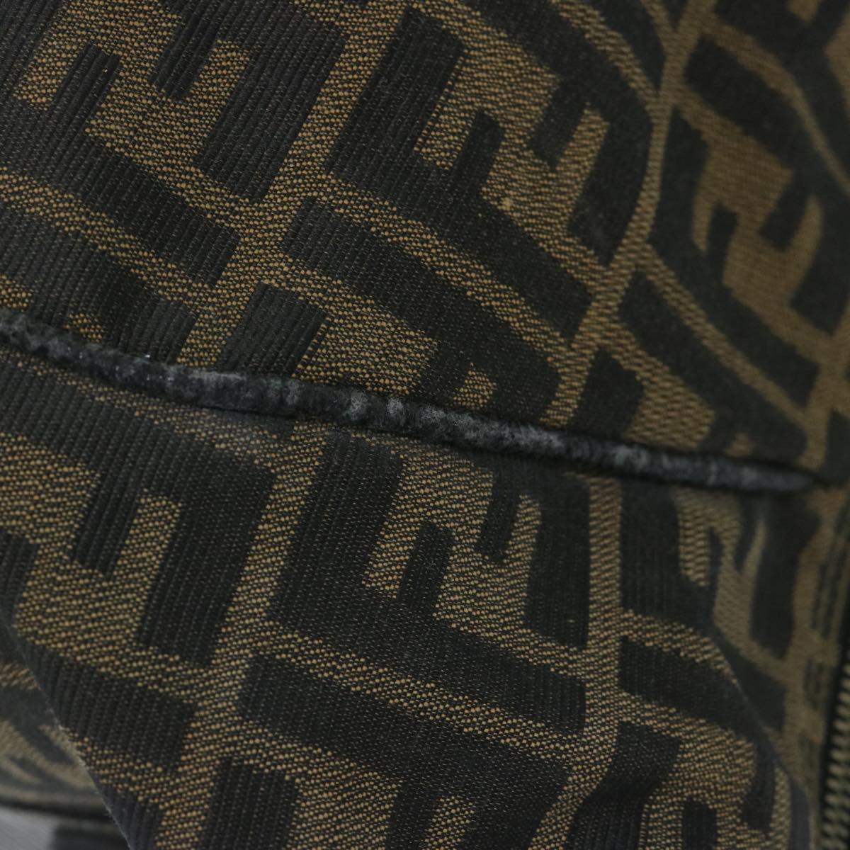 FENDI Zucca Canvas Boston Bag Brown Black yk9376