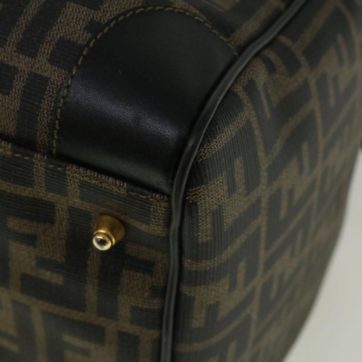 FENDI Zucca Canvas Boston Bag Black Brown 279 255090 049 yk9394