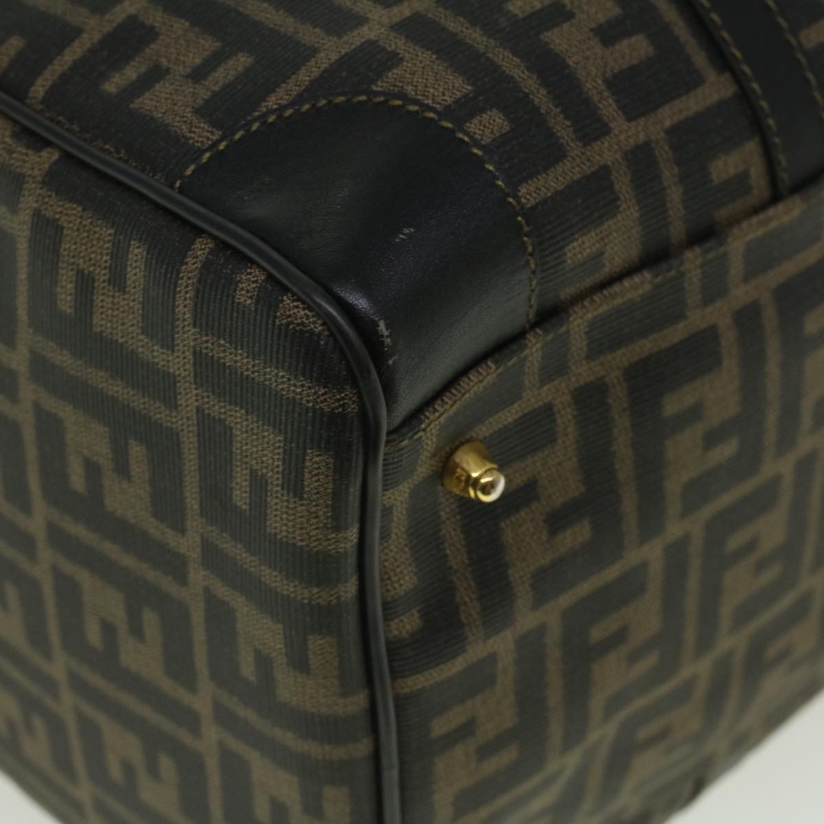 FENDI Zucca Canvas Boston Bag Black Brown 279 255090 049 yk9394