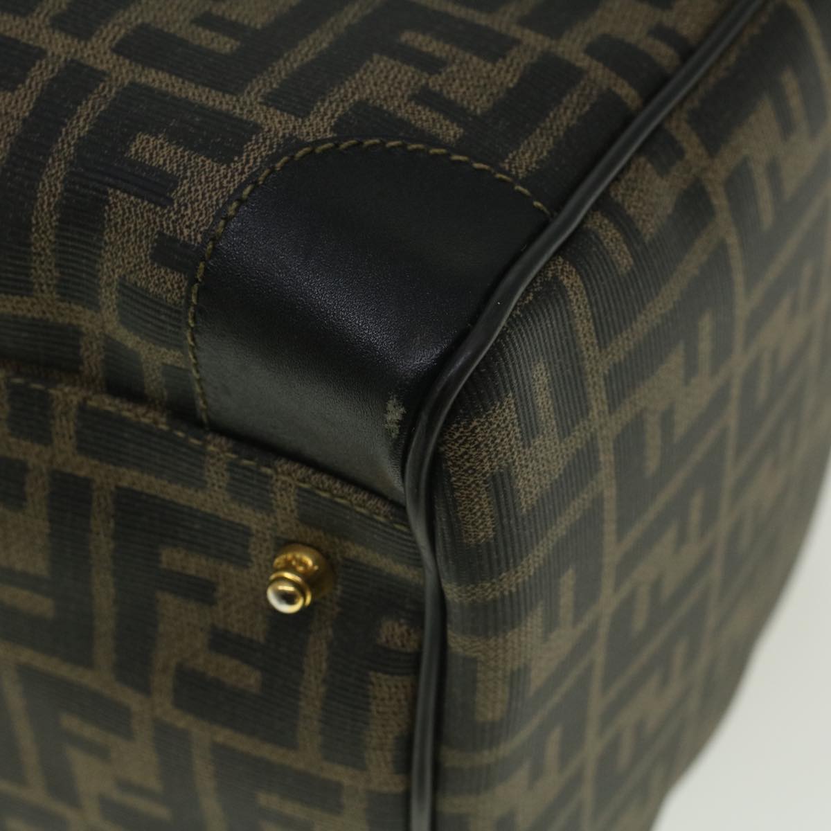 FENDI Zucca Canvas Boston Bag Black Brown 279 255090 049 yk9394