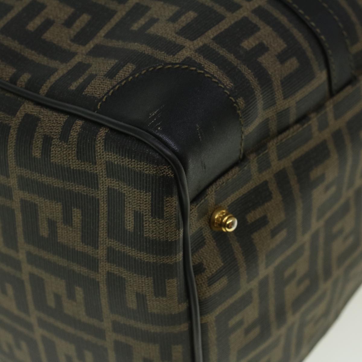 FENDI Zucca Canvas Boston Bag Black Brown 279 255090 049 yk9394