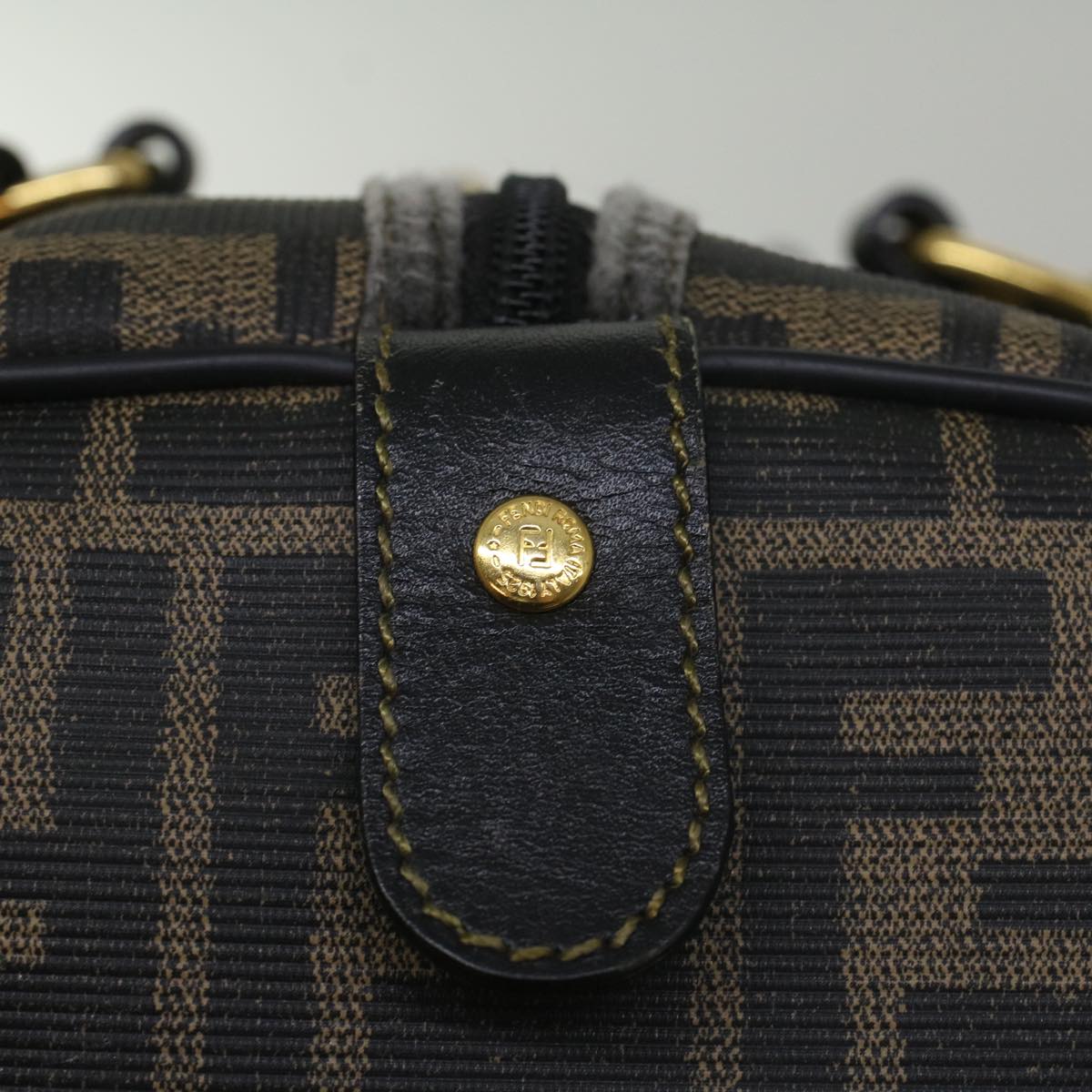 FENDI Zucca Canvas Boston Bag Black Brown 279 255090 049 yk9394