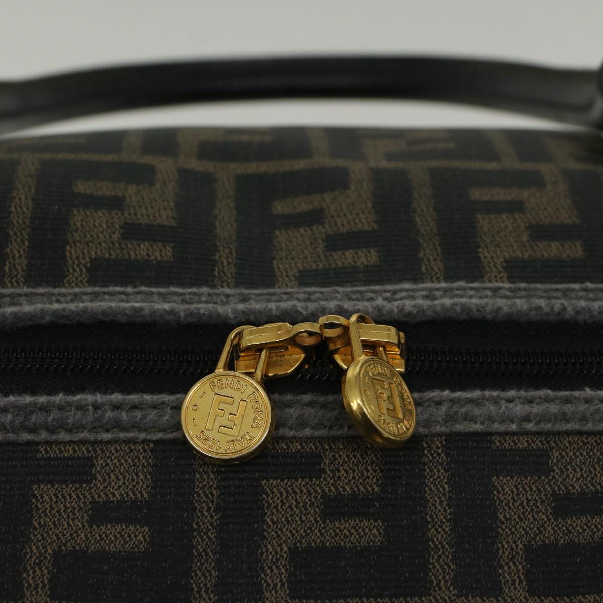 FENDI Zucca Canvas Boston Bag Black Brown 279 255090 049 yk9394