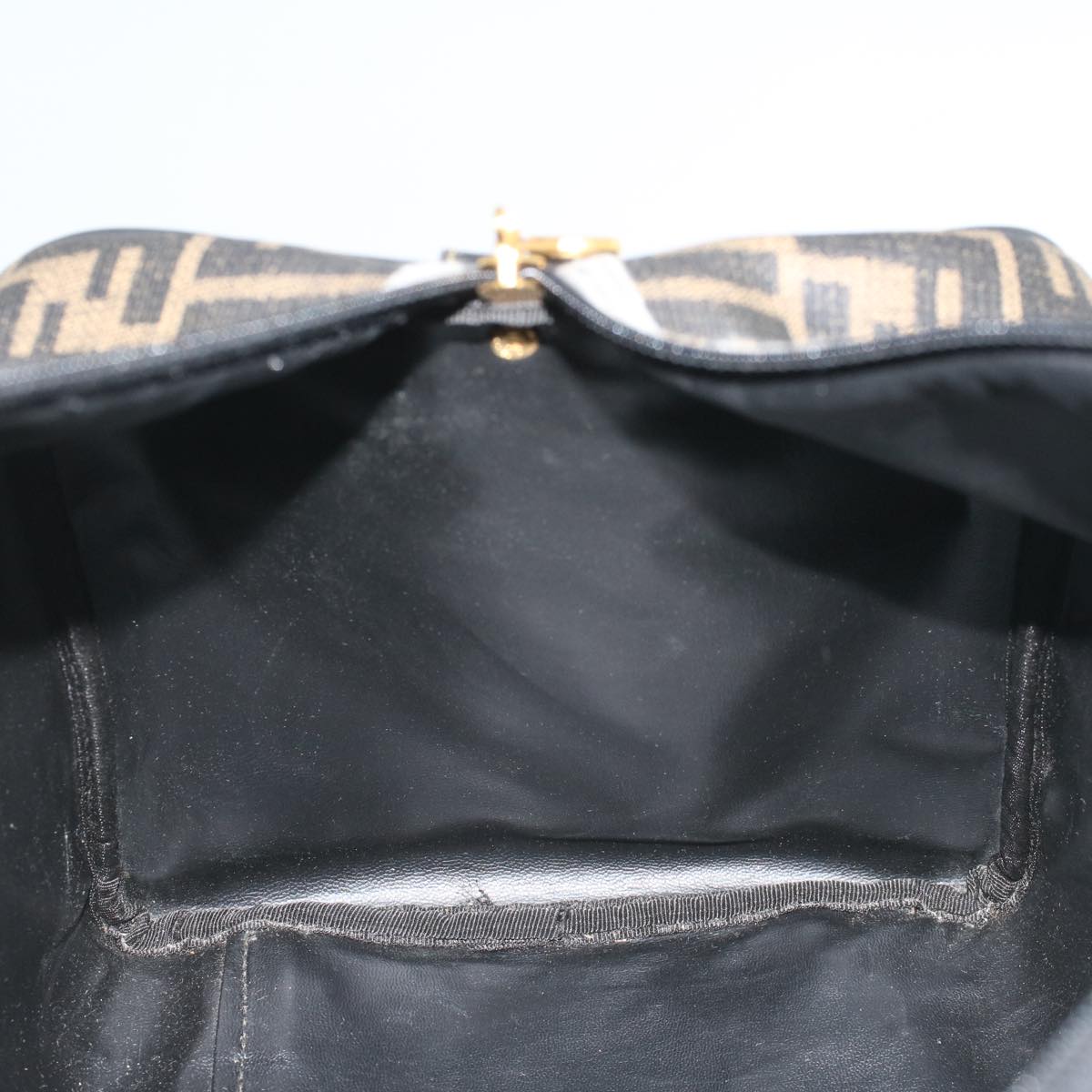 FENDI Zucca Canvas Boston Bag Black Brown 279 255090 049 yk9394