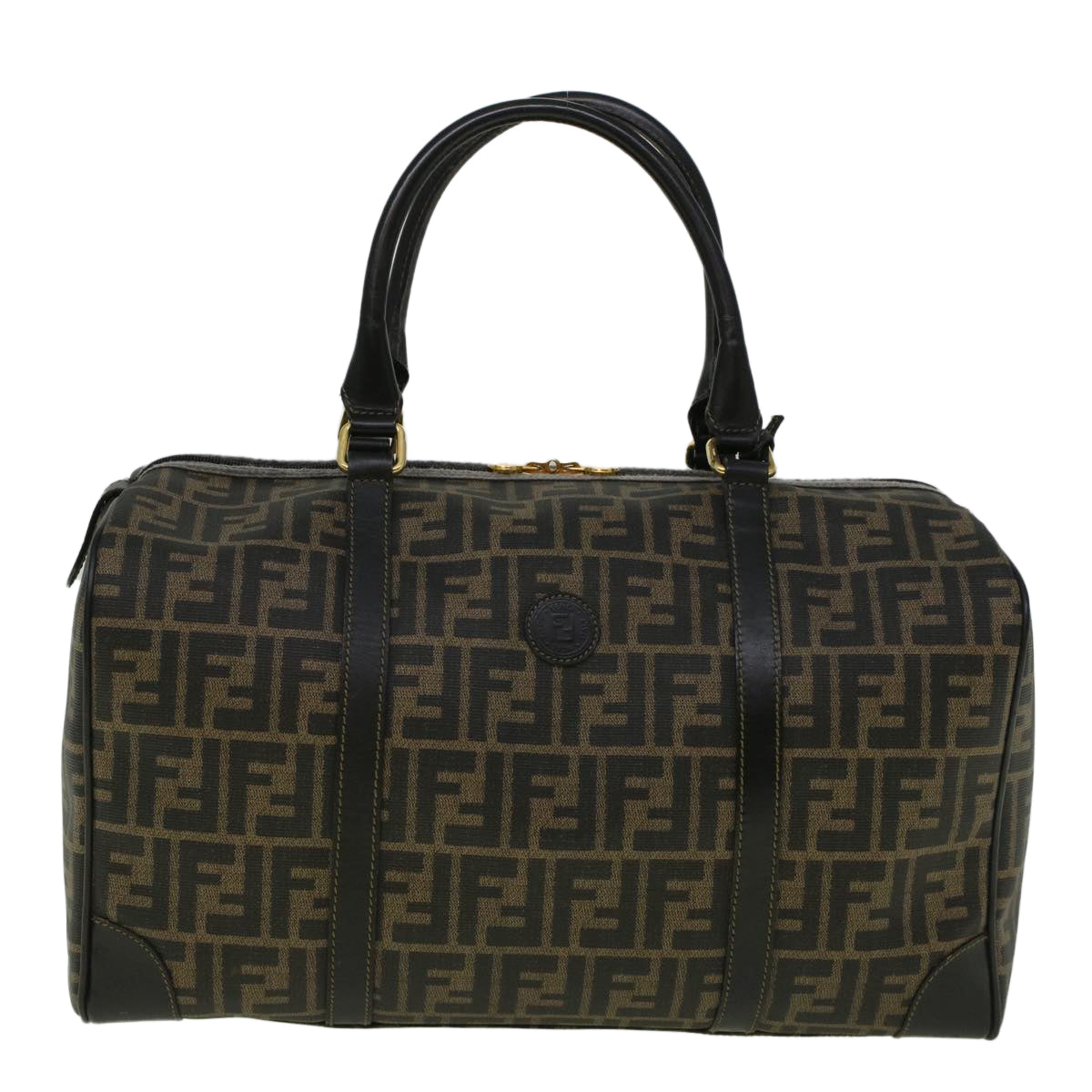 FENDI Zucca Canvas Boston Bag Black Brown 279 255090 049 yk9394