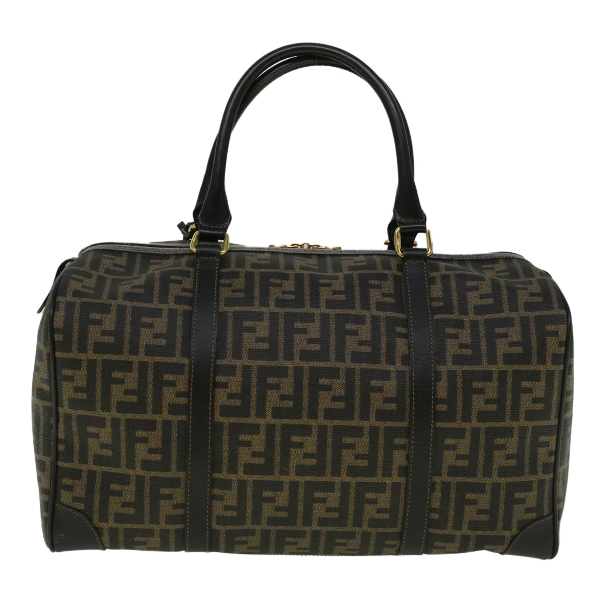 FENDI Zucca Canvas Boston Bag Black Brown 279 255090 049 yk9394