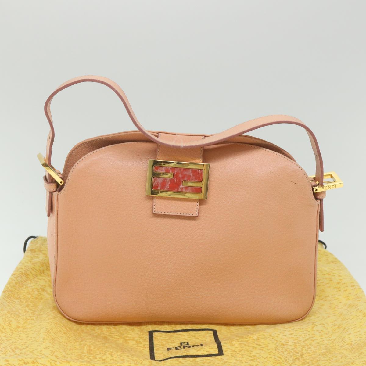 FENDI Mamma Baguette Shoulder Bag Leather Pink 2373 26725 018 yk9474
