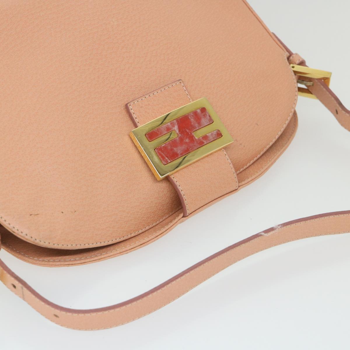FENDI Mamma Baguette Shoulder Bag Leather Pink 2373 26725 018 yk9474