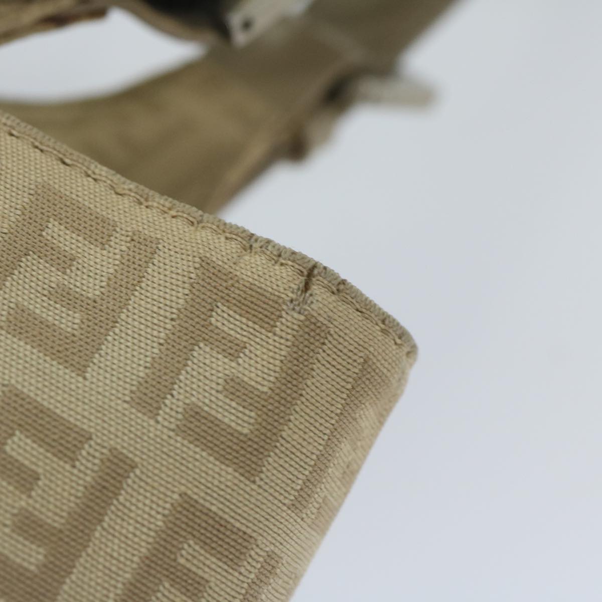 FENDI Zucchino Canvas Shoulder Bag Beige yk9541