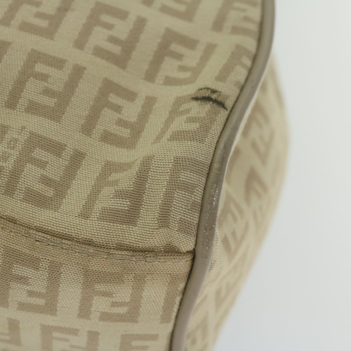 FENDI Zucchino Canvas Shoulder Bag Beige yk9541
