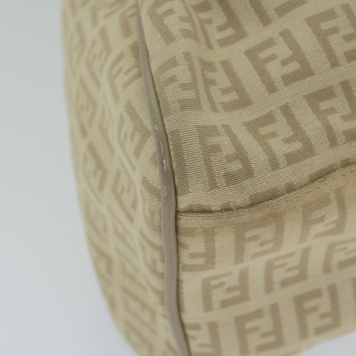 FENDI Zucchino Canvas Shoulder Bag Beige yk9541