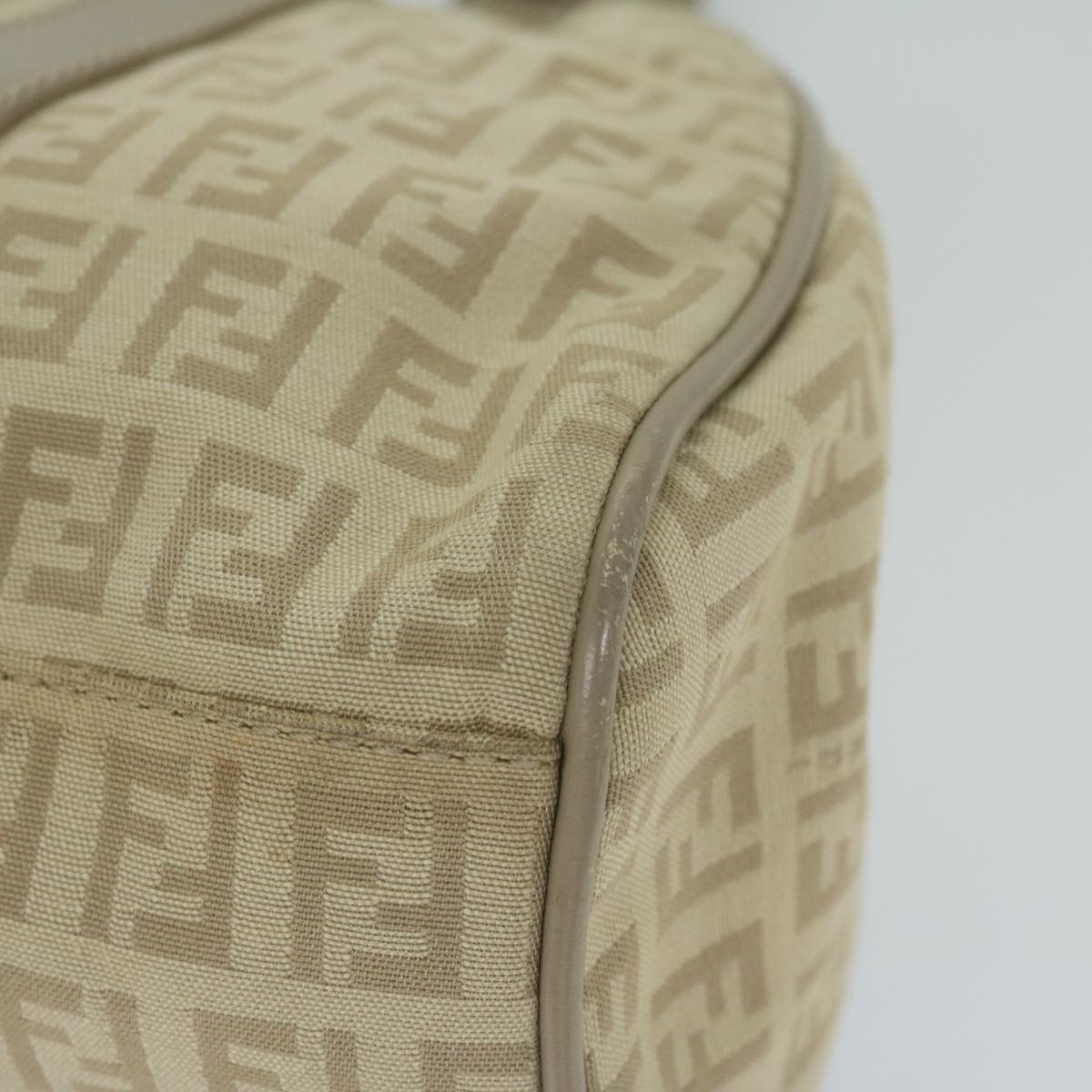 FENDI Zucchino Canvas Shoulder Bag Beige yk9541