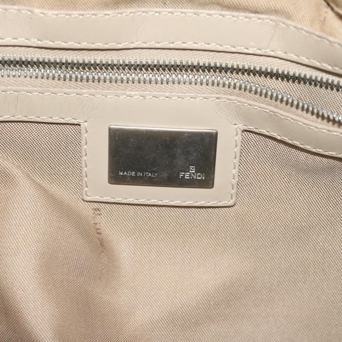 FENDI Zucchino Canvas Shoulder Bag Beige yk9541