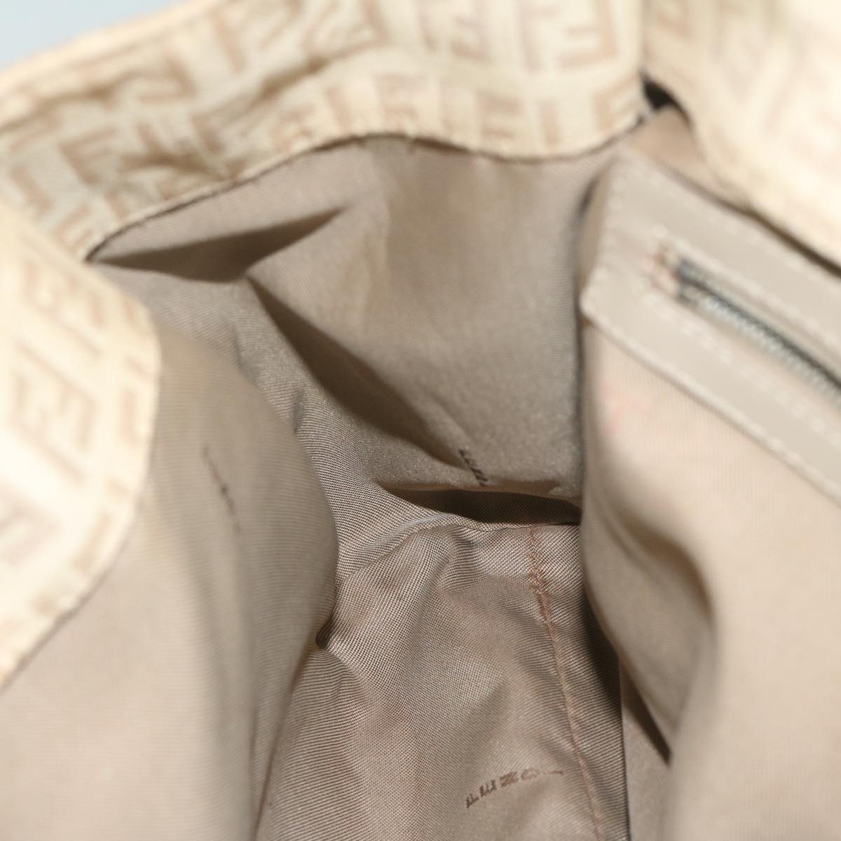 FENDI Zucchino Canvas Shoulder Bag Beige yk9541