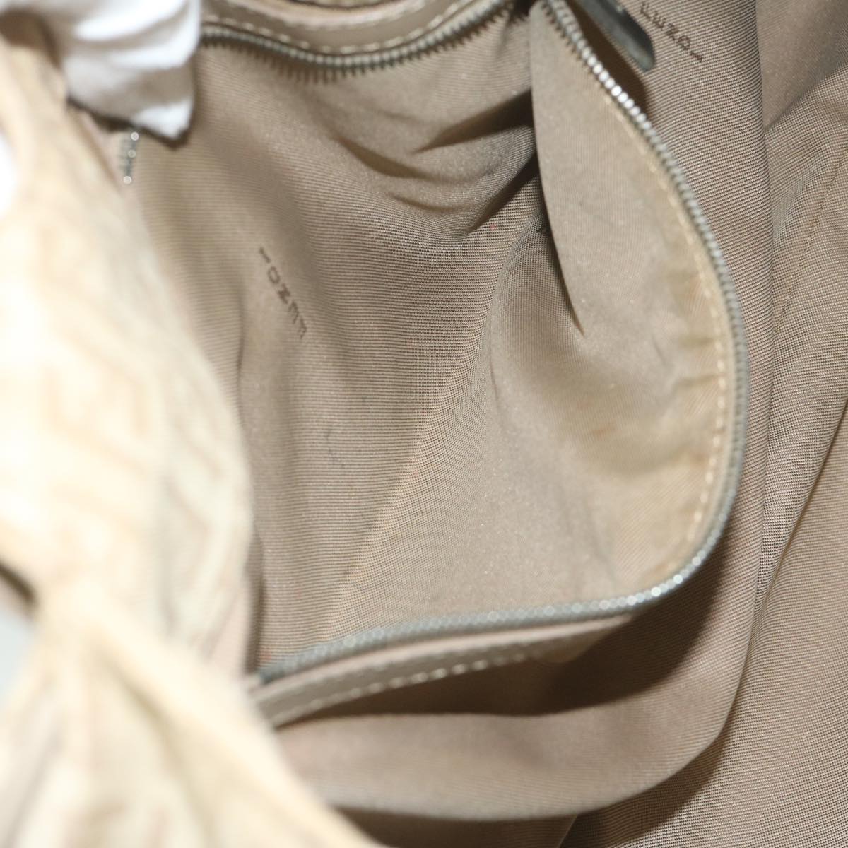 FENDI Zucchino Canvas Shoulder Bag Beige yk9541