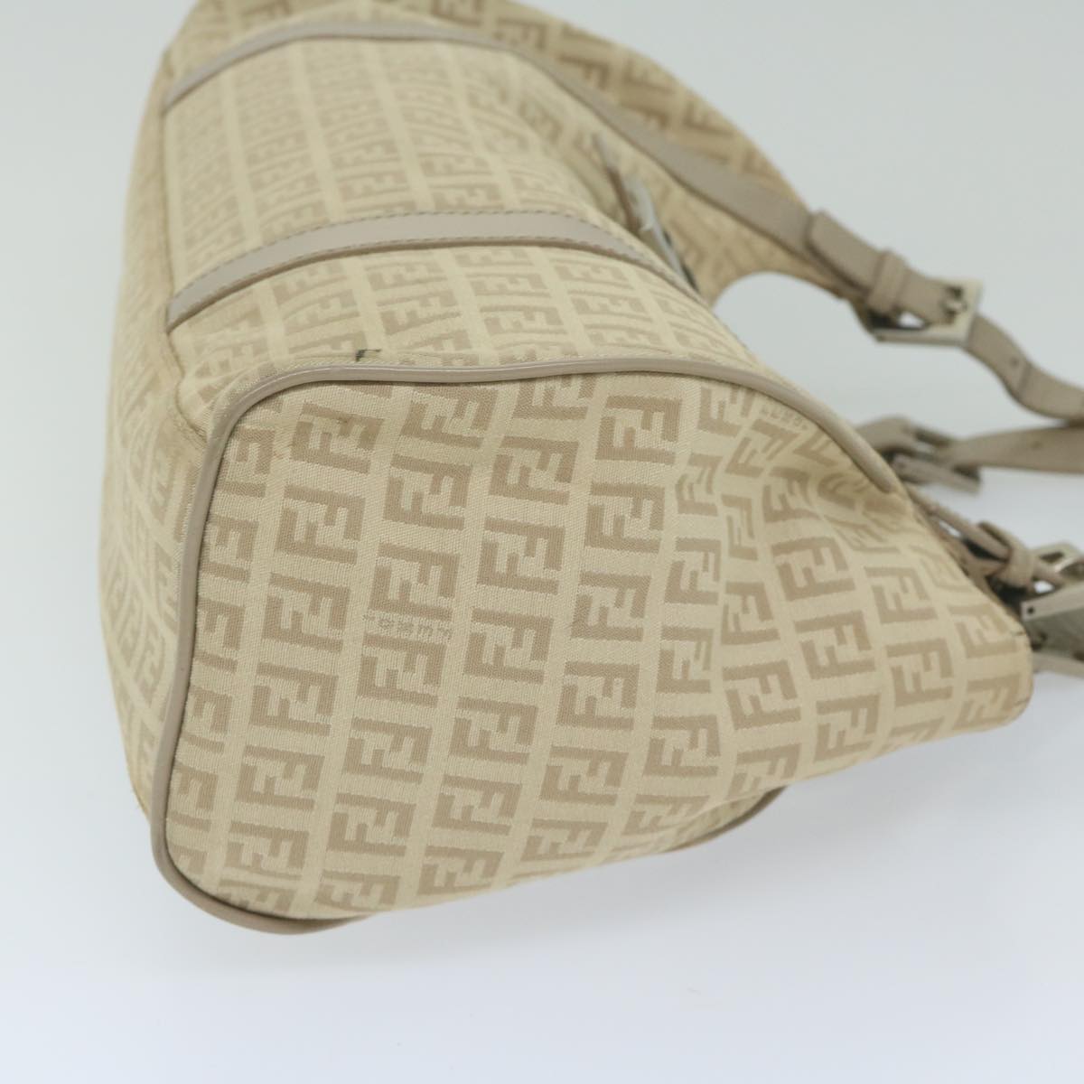 FENDI Zucchino Canvas Shoulder Bag Beige yk9541