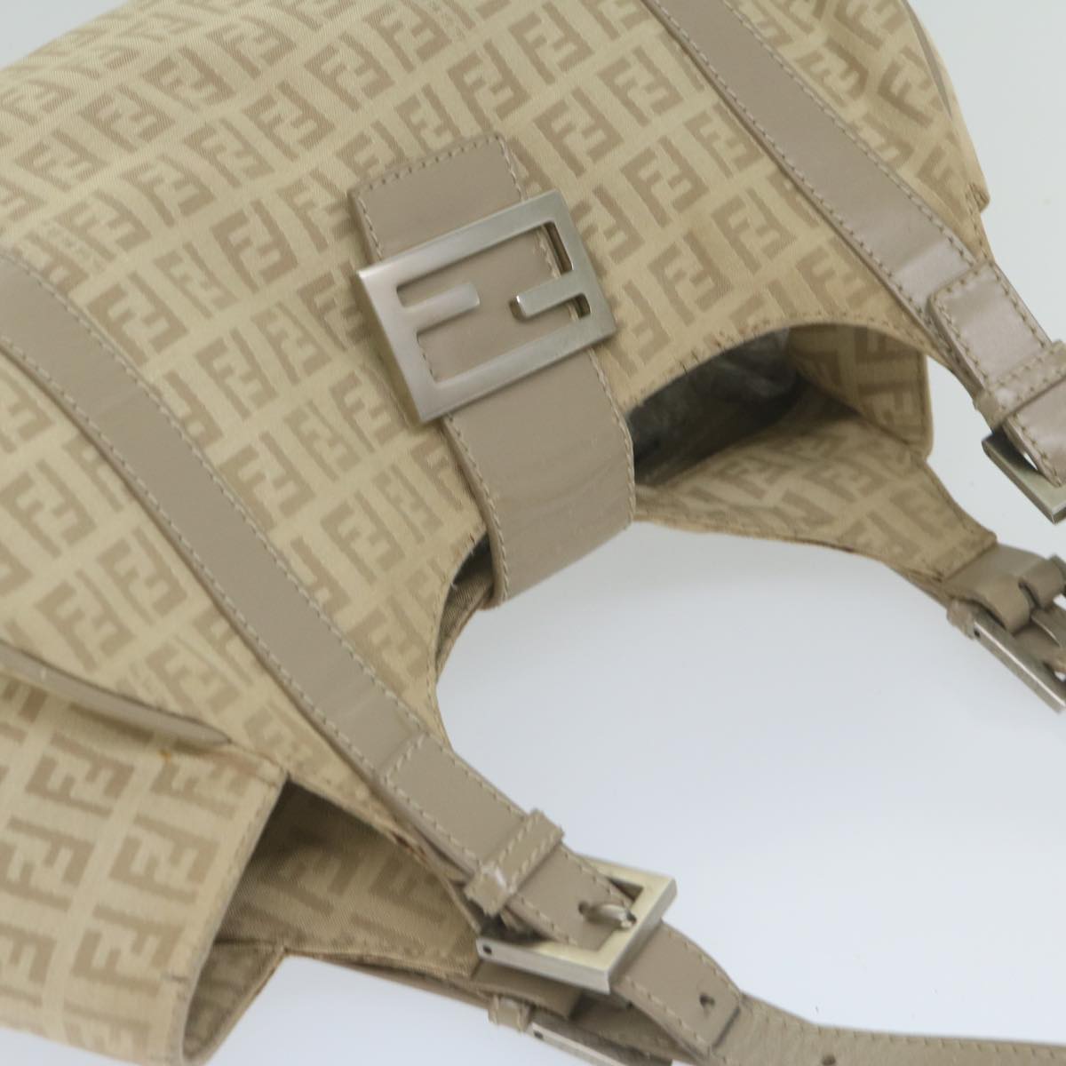 FENDI Zucchino Canvas Shoulder Bag Beige yk9541