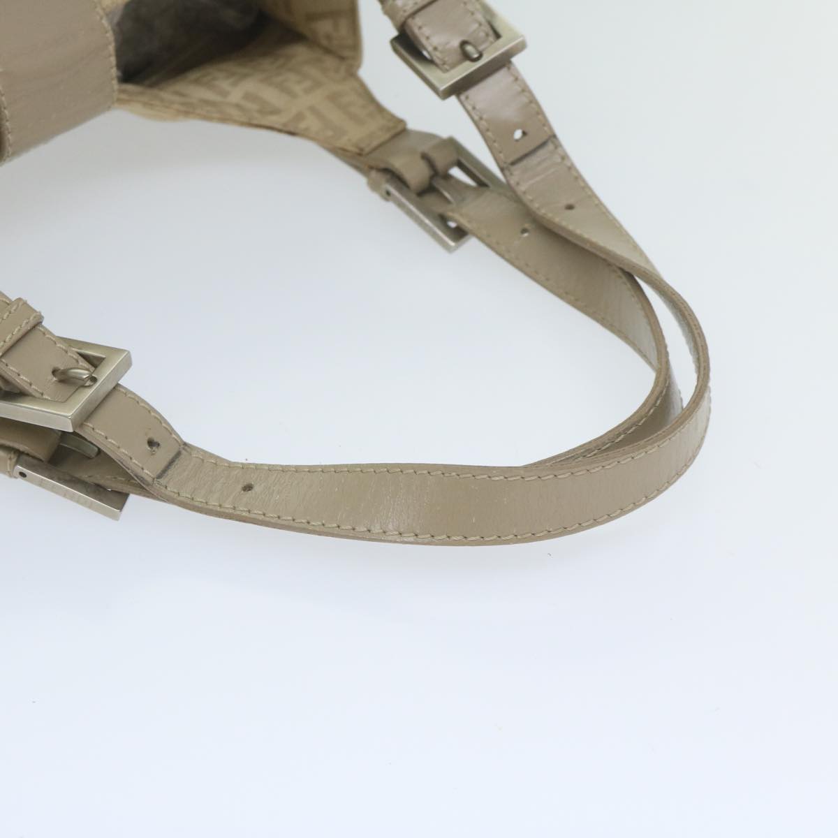 FENDI Zucchino Canvas Shoulder Bag Beige yk9541