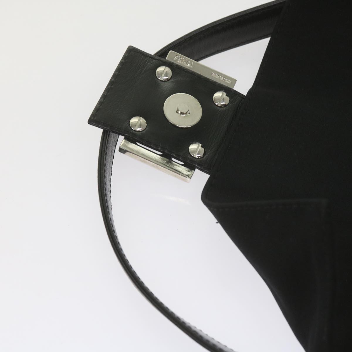 FENDI Mamma Baguette Shoulder Bag Nylon Black yk9545