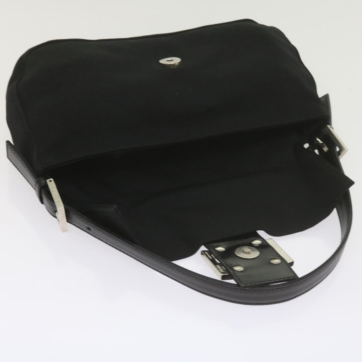 FENDI Mamma Baguette Shoulder Bag Nylon Black yk9545