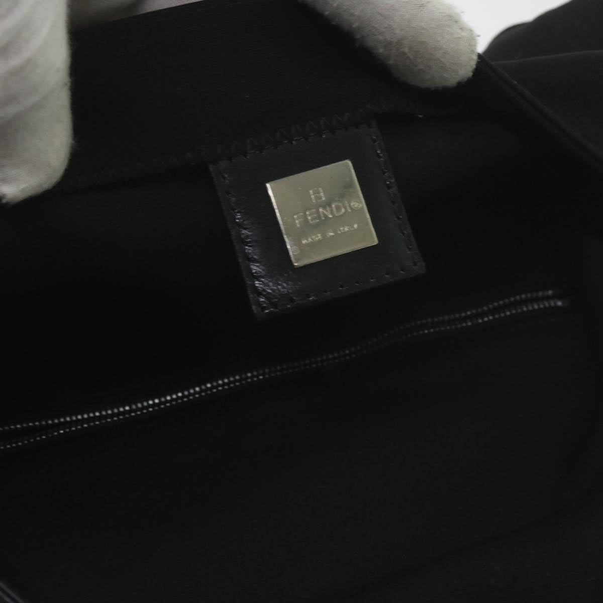 FENDI Mamma Baguette Shoulder Bag Nylon Black yk9545